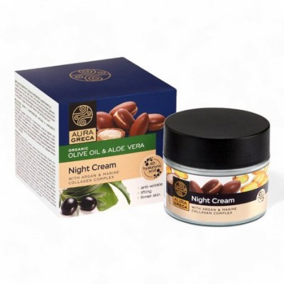Κρέμα Νυχτός με Αργκάν και Σύμπλεγμα Θαλάσσιου Κολλαγόνου 50ml - Aura Greca