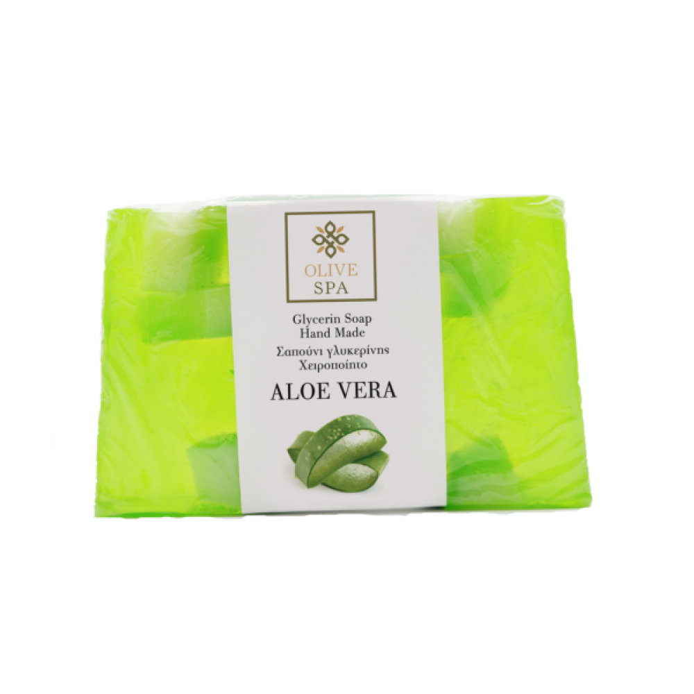 Χειροποίητο Σαπούνι Φυτικής Γλυκερίνης Αλόη -Olive Spa 100γρ