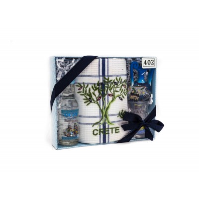 Κουτί Δώρου με Ούζο, Σφηνοπότηρο, Πετσετούλα & Μαγνητάκι- Greek Horizons