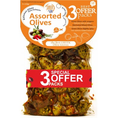 Διάφορων Ειδών Ελιές 3packs x 220gr - Ellie